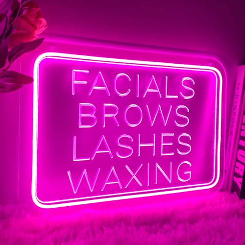 Image of Facial Brows Lashes Waxing Neon Sign For Wall Decor 3D Art Carving Design Indoor Bedroom Led Neon Signs Backdrop Flex Christmas Party Wedding Living Room Birthday Gift(Pink,USB,40x27.5CM)