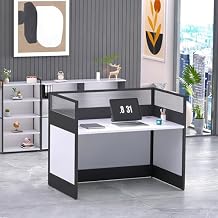 Office Cubicle Desk, Office Cubicles Workstation, Staff Desk Workstation, Offices Cubicles With Mute Privacy Panels, Computer Cubicle Table, With Cable Management, For Home/Offices, White,1 Person