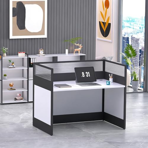 Nykto Office Cubicle Desk, Staff Desk Workstation with Privacy Panel, Computer Double Desks for 2 People, Table with Cable Management, for Commercial Workspace (1-Person, White)