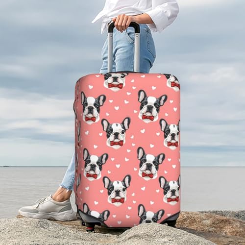 Dog Bow Heart Print Travel Luggage Covers, Washable Suitcase Covers Protector for Luggage 18-32 Inch High Elasticity 7