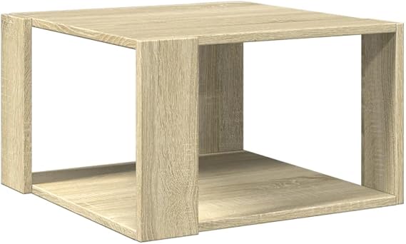 Coffee Table 51.5 cm Square Engineered Wood Side Table with Hidden Storage, 75 kg Load, Sonoma Oak Finish for Living Room, Bedroom or Conservatory