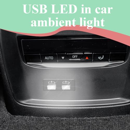 4 PCS USB LED Car Interior Atmosphere Lamp, Portable Mini LED Ambient Night Light, Plug-in USB Interface Decor Lighting Kit, Universal Vehicle Interior Accessories for Most Vehicles (White)
