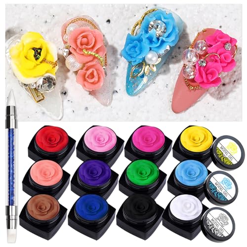 LZXLUKGIR 12 Colors 3D Sculpting Gel for Nail Art,Nail Design Molding Gel,Creative Painting for DIY Decoration Salon Home
