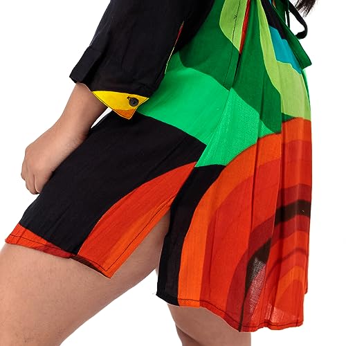 Bata Indiana Feminina Viscose Saida Praia Casual Boho Chic (as2, alpha, l, regular, regular, Preto)