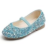 Princess Shoes Girls Glitter Mary Jane Flat Sandal Sequin Party Wedding Birthday Dress Cosplay Shoes for 3-7 Years Toddlers Kids Blue