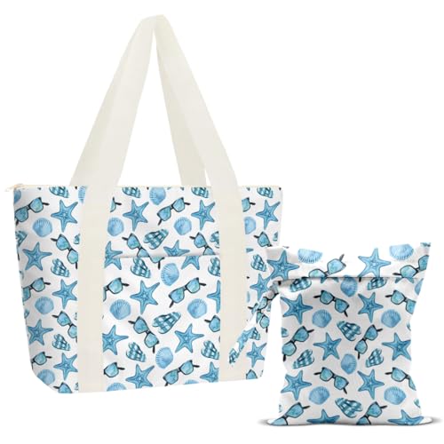 zcyxuuw Beach Bags Wet Bag for Swimsuit, Slipper glasses Personalized Tote Bag for Women Travel Birthday Gifts, Aloha Bags Waterproof Beach Vacation Essentials Friends Travel Gifts