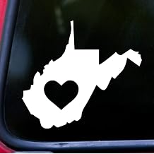 Burgundy - West Virginia Vinyl Decal - Heart Love Home State Native Mountaineer - Die Cut Sticker - 6w x 5.5h inches