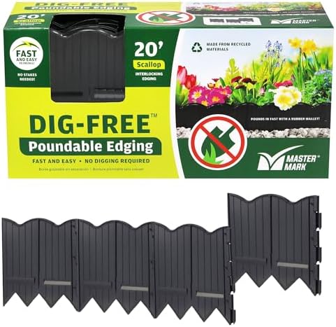 Concrete Scalloped Garden Edging That Transforms Your Outdoor Space 8 MASTER MARK Dig-Free Poundable Edging (Black)