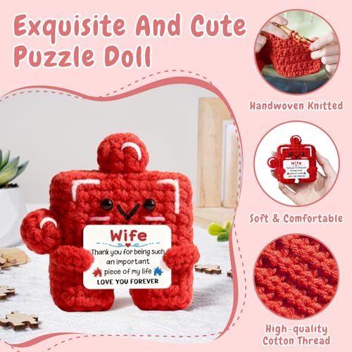 Gifts for Wife from Husband - Handmade Puzzle Plaque with Warm Card, Romantic Birthday Wedding Anniversary Valentines Gifts for Wife, Funny Cute Decor Present for Her. - Image 3