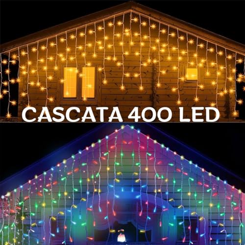 Cascata 400 Leds Pisca Pisca Iluminação Decoração Natal 9,5 Metros 127v (COLORIDO FUNÇÕES)