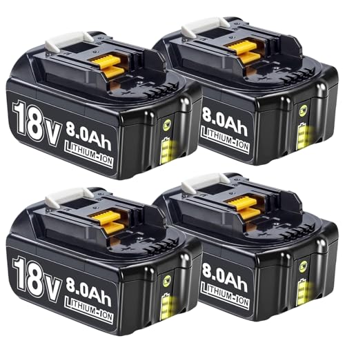 4 Stück 18V 8,0Ah/8000mAh Ersatzakku für BL1830 Akku 18V BL1860B BL1850B BL1850 BL1840 BL1830...
