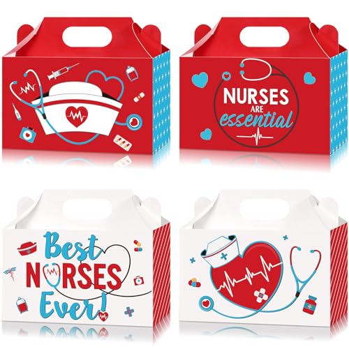 24 Pcs Thank You Nurses Party Candy Boxes Best Nurses Ever Treat Boxes Medical Nursing RN Graduation Paper Boxes for Healthcare Worker Nurse Appreciation Week Thanks Nurse School Office Party Supplies