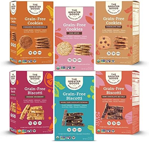 The Greater Goods Snacking Co. Sweet Tooth Sampler Mixed Bundle - Organic, Vegan, Grain Free, Gluten Free, and Paleo Friendly - Delicious Small Batch Almond Flour Baked Snacks - 6-Pack