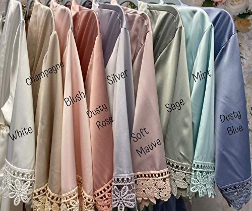 Generic Satin Kimono Robes Personalized Silk Robe For Women Customized Bridesmaid And Bride Robes Lace Bridal Robes Bridesmaids Party Floral Design Robe Christmas Gifts thumb #8