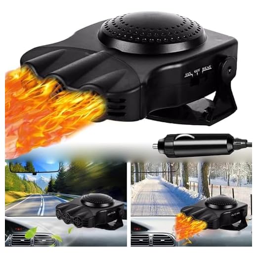 WEQNGIU Calefacción para Coche, 12V 200W descongelante portátil, 30 Segundos, Calentamiento rápido, Enchufe descongelante en el Encendedor de Cigarrillos, 2 en 1 para Parabrisas de Coche