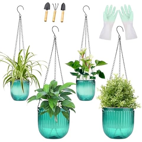 JxyHauteresce Self Watering Hanging Planters 4 Pack Cover
