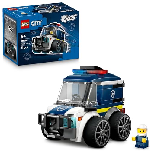 Image of LEGO City Rides - Police Truck - Mini Car Toy Building Kit with Police Officer Minifigure - 60481