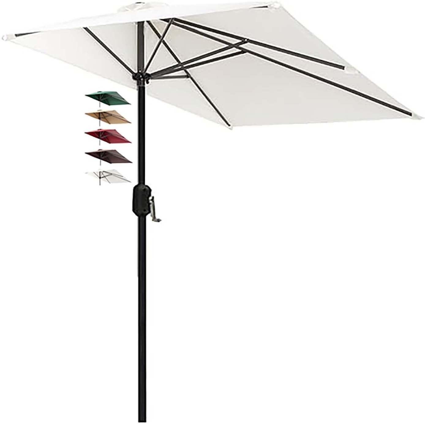 WQPMNYG 2.5m WallMounted Patio Umbrella with Stand Tilted Design SpaceSaving Polyester Sune for Balcony & Terrace Easy Crank Outdoor Protect
