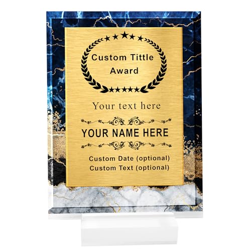 Tina&Co Custom Engraved Acrylic Award Plaque with Wooden Stand -
