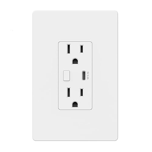 BN-LINK - Tomacorriente inteligente de pared con puerto USB 21 A de alta velocidad compatible con Tienda Alexa y Google Assistant permite control