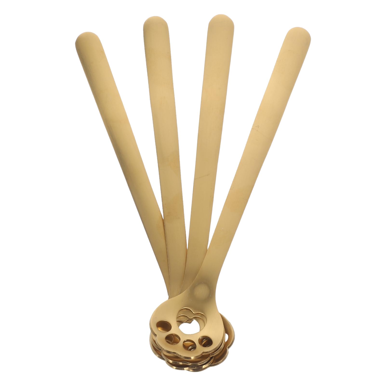 Cabilock 4Pcs Stainless Steel Ice Cream Spoon Fun Slotted Stirrer for Coffee Dessert Soup and Milk Tea Heat Resistant Handle Unique Design for Use