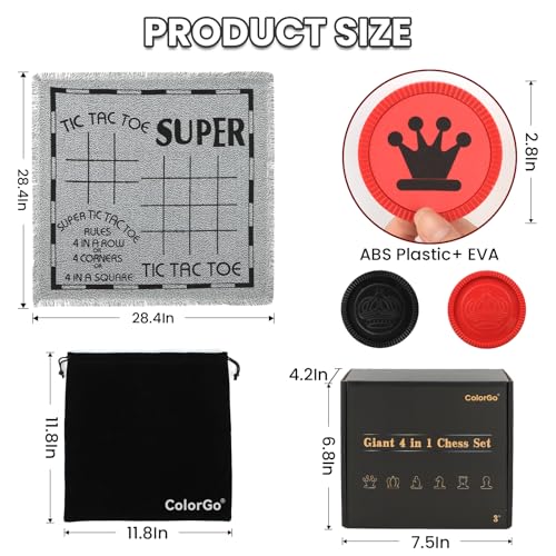Juego de mesa gigante 4 en 1 con piezas y tapete reversible miniatura 4