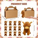 Augacage 24 Pcs Adopt a Highland Cow Plush Party Favors Include 12 Highland Cows Stuffed Animal 12 Foldable Boxes Adopt a Pet Animal for Birthday Party Favors Stress Relief Gifts