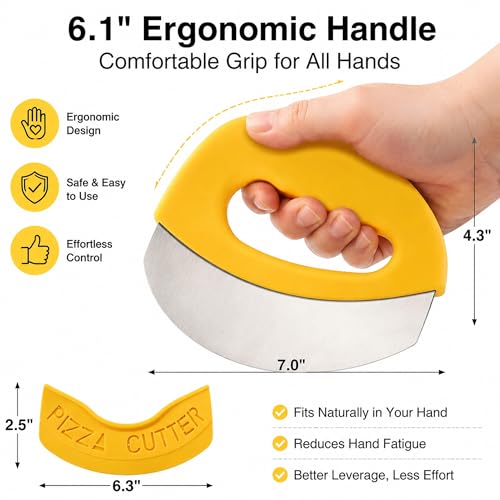 Rocking Pizza Cutter with Protective Cover for Pizza, Bread — view 2