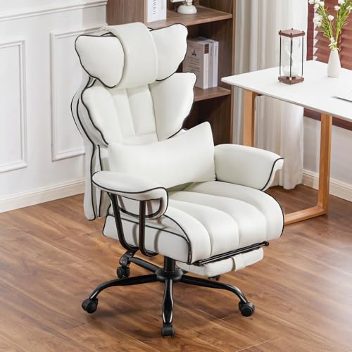 Ckaff Fauteuil de Direction, Chaise de Bureau avec Repose-Pieds, Ergonomique Fauteuil de Bureau Cuir PU Inclinable avec Support Lombaire, Chaise d'Ordinateur...