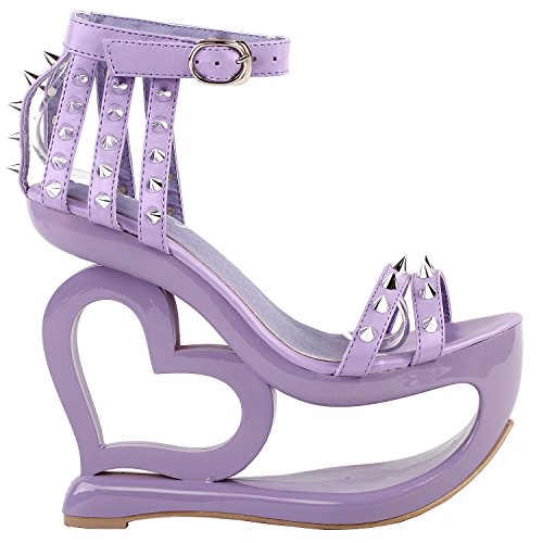 SHOW STORY Fashion Purple Stud Ankle Strap High Heel Platform Party Sandals,LF40204PP41,10US,Purple