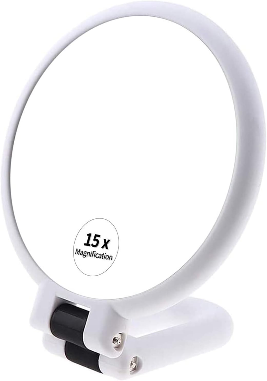 Arabest 15x Magnifying Handheld Mirror, Double Side Folding Magnification Hand Mirror for Women with Adjustable Handle, Compact Size and Portable Vanity Cosmetic Mirror for Girl (White)