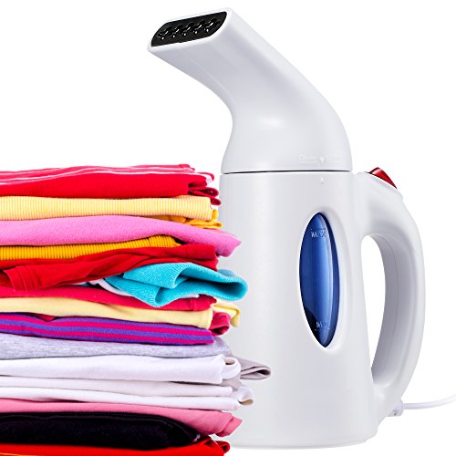 Home Garment & Fabric Handheld Steamer, Travel Size Ideal for Clothes, Curtains, Carpets – Spit Free – Auto Shut Off Safety Function - White