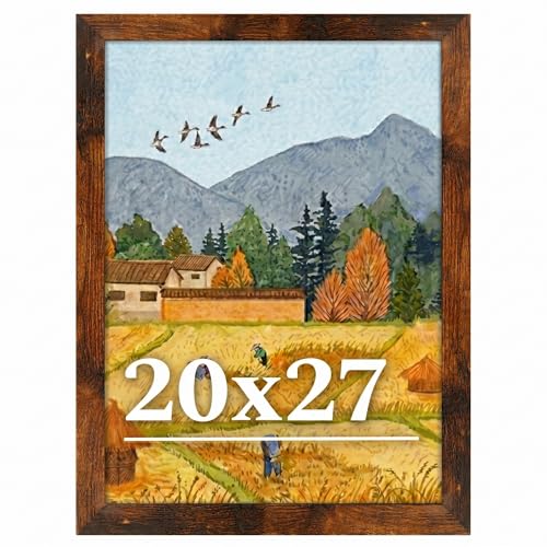 Veleclo 20x27 Picture Frame for Wall Display 20x27 Brown Picture Frame with Shatter Resistant Plexiglass Stable and Sturdy 20 x 27 Poster Frame for Wall Display Handpicked Gift Collection 1 Pack
