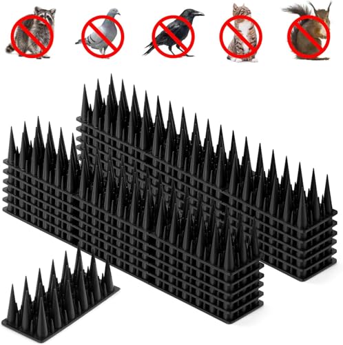 MostNow Bird Spikes 20 Pack Bird Squirrel Raccoon Pigeon Cat Animal Deterrent Spikes for Bird Spikes Anti Bird Defender Spikes Outdoor to Keep Birds Away and Keep Birds from Building Nest (Black)
