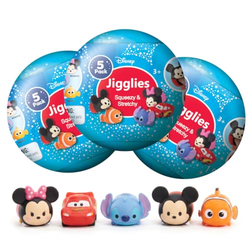 JA-RU Disney Stitch Jiggly Squishy Surprise UNbox Easter Egg with 2 Jigglies | Stretchy & Squeezy Sensory Fidget Toy | Includes Blue & Pink Stitch Figures. 7840 (3 Pack, Disney Jigglies)