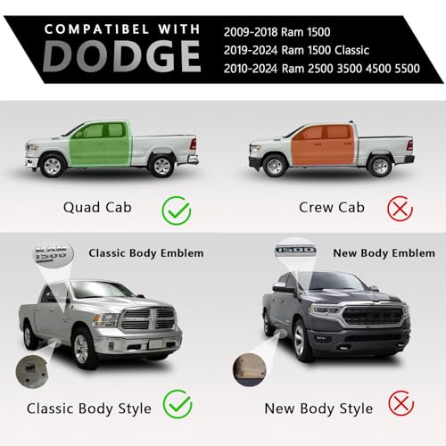 Pz RM-SB-3025 6 Inch Running Boards For Dodge 2009-2018 Ram 1500 Quad Cab (Including 2019-2024 Ram 1500 Classic Quad Cab) 2010-2024 Ram 2500 3500 4500 5500 Black Aluminum Alloy Side Steps Nerf Bars thumb #1