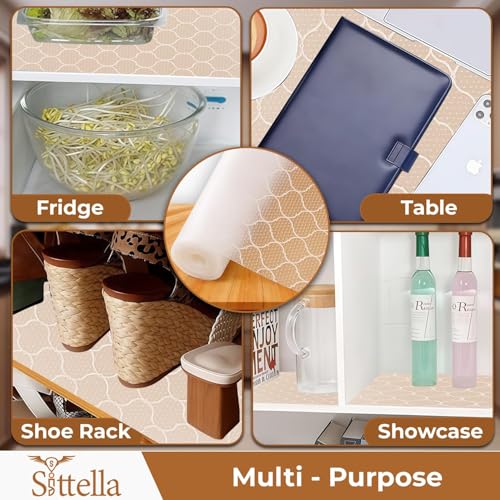 Image of SITTELLA (45cm x 10 m) Food-Grade Anti-Slip Washable Kitchen Drawer & Shelf Liner | Multipurpose Waterproof Fridge, Table & Cabinet Mat | Non-Toxic, Cuttable & Reusable(White net)