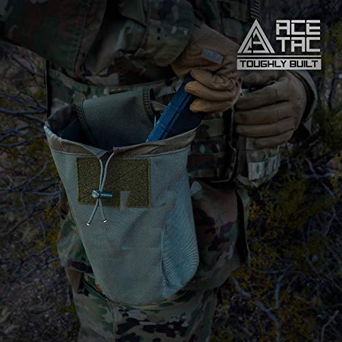 Acetac Mega Roll Up Pouch Dump Pouch Drawstring Magazine Tactical Utility Pouch, Molle System Compatible & Belt Access, Fits Up To 10 30-Round 5.56 Pmags, And 100+ Mini Shell. (Od Green) #TOP6