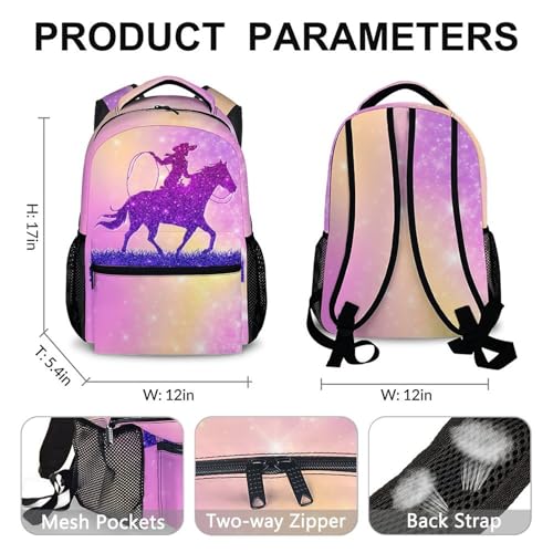 Kids Backpacks for School, Cute Horse Backpack for Girls Travel Casual, 17 Inch Large Capacity Schoolbag for Preschool Kindergarten Elementary3