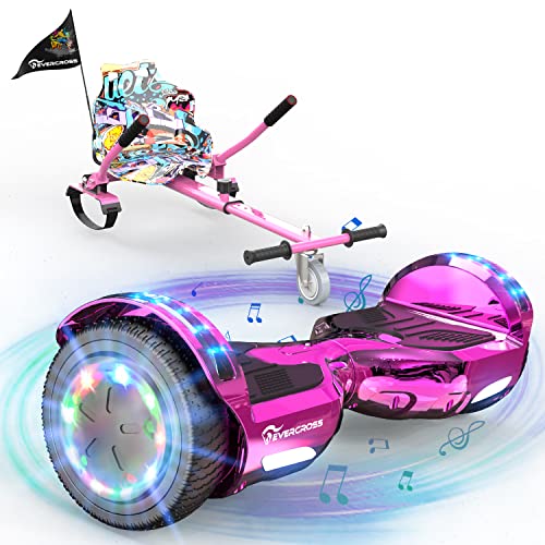 Patinetes Electricos Con Asiento EVERCROSS Hoverboards con Asiento Patinete de autoequilibrio con Hoverkart 6.5 'Hover Scooter Board Altavoces Bluetooth y LED...