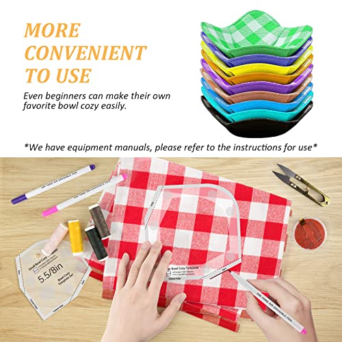 Noohy Bowl Cozy Pattern Template Cutting Ruler Set,3 Sets Of 6 Sizes Creative Grids Bowl Cozy Quilting Plastic Templates For Diy Arts Crafts With Water Soluble Pen/Manual/Sewing Set #TOP3