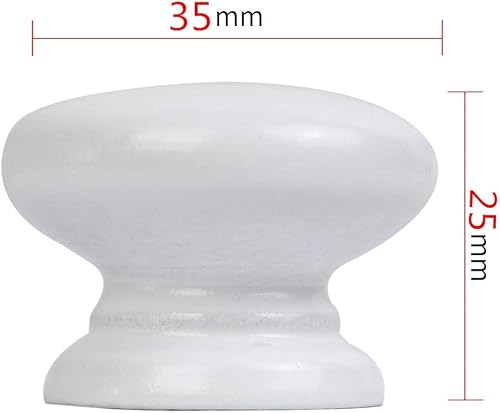 Miniatura 2 de 8 pomos redondos de madera para cajones, cajones de muebles de tocador de 1.299 in de diámetro, tiradores de gabinete blancos con tornillos,