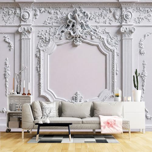 Murales de pared de tamaño personalizado, panel de pared decorativo de yeso estilo barroco, tela de pared autoadhesiva (sin PVC), papel tapiz extraíble para sala de estar, dormitorio, oficina