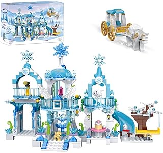 Girls Frozen Castle Building Toys Princess Castle Construction Toys Ice Palace Toy Castle Princess Toys with 2 Mini-dolls Birthday Gift Creative Toys for Boys and Girls Age 612 Years Old 477pcs