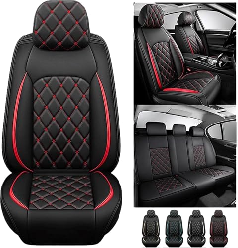 RCLON Coche Fundas Asientos para Toyota Vios (XP90) 2.Gen 2008-2013, Cuero Funda Asiento Lujosa Duradera Cómodo Interior Accesorios,A/Full Set-A/Black Red
