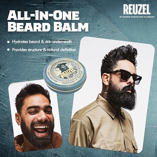 Reuzel Wood and Spice Beard Balm - All-In-One Treatment for a Fresh, Polished Beard - Conditioning, Sculpting, and Shaping Moisturizer with Shea Butter and Argan Oil - Woody Spice Fragrance