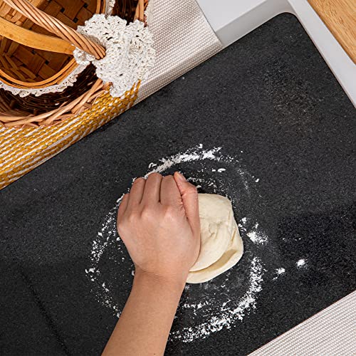 Adolif Natural Black Granite Marble Pastry And Cutting Board, 12X20X0.6 Inch With Non Slip Feets, Heavy For Keep The Dough Cool And Chocolate Tempering, Pack Of 1 #TOP4