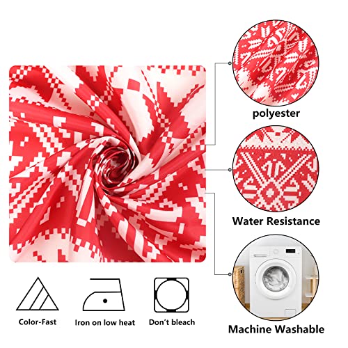 Red Christmas Tablecloth Rectangle 60X84 Inch, Abstract White Snowflake And Reindeer, Geometric Farmhouse Tablecloth Waterproof Stain-Proof Washable Table Cover For Christmas Winter Party Indoor #TOP4