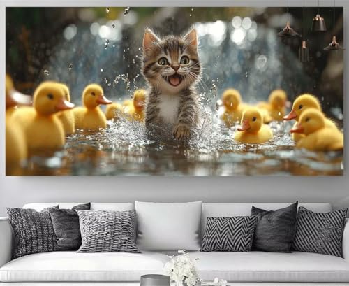 Diamond painting enfant chat cadeau loisir creatif canevas 30x60cm