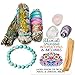 Earth & Air Sage Smudge Kit - 7 Chakra Flower White Sage, Blue Sage, Dragons Blood, Cedar, Rosemary, Palo Santo, Amethyst, Clear & Rose Quartz, Instructions & Pouch